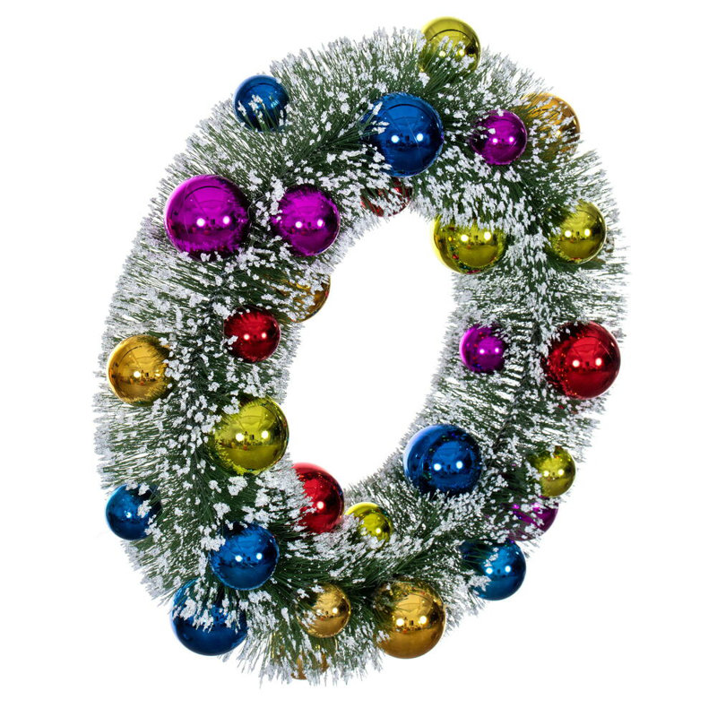  Boules de couronne givrées 18 po., Bleu foncé / rouge, H 18 po x l 18 po x P 5,5 po, Vert
