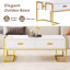 Table basse moderne moderne blanche avec 4 tiroirs et base dorée de 47,3 po (table incluse seulement)-2108357456