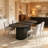 Extendable Black Curved Dining Table, 55.2-70.98 Inches, Striped Legs, Suitable For Living Room And Kitchen.-1418908234