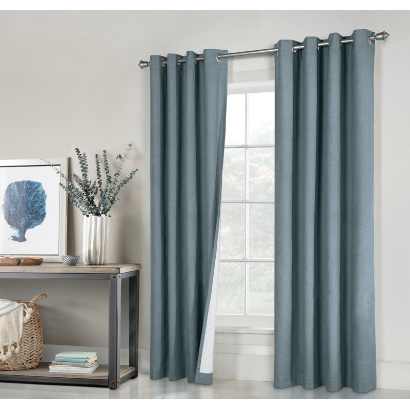 Kirsta Solid Max Blackout Thermal Grommet Curtain Panels, Blue
