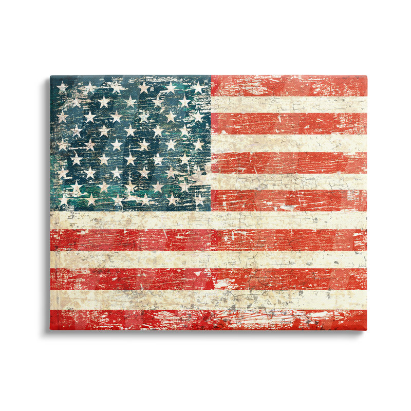 «Rustic American Flag», art mural sur toile par Peter Horjus, H 16 po x l 20 po x P 1,5 po