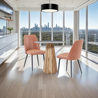 Modern Solid Marble Three Piece Pedestal Dining Set