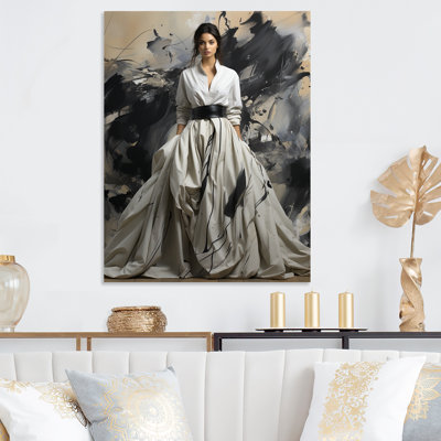 White Vintage Couture Fashion Woman - Balenciaga Metal Wall Art