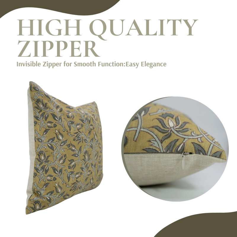 Fabdivine Block Print Pillow Cover Luxurious Home Decor Accent- Kamal Dutta, 20"H x 12"W, Rectangular