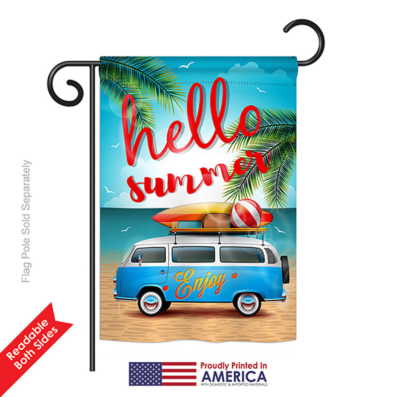 Drapeau de jardin en polyester 18,5 x 13 po Randall Hello Summer