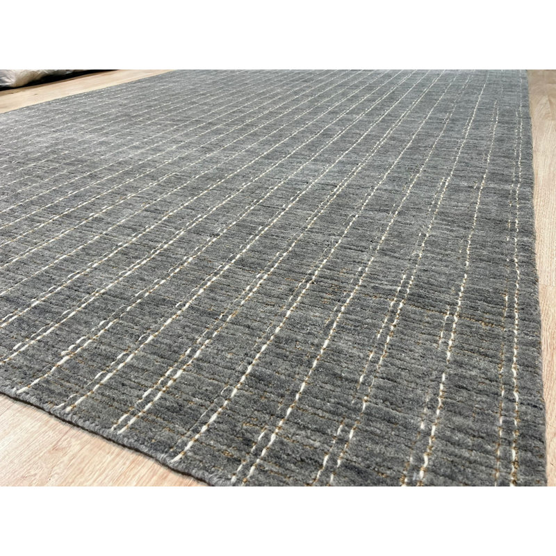 Durable and Stylish Grey Modern Contemporary Hand-Knotted Wool Rectangular Area Rugs, Rectangle 4' x 6'
