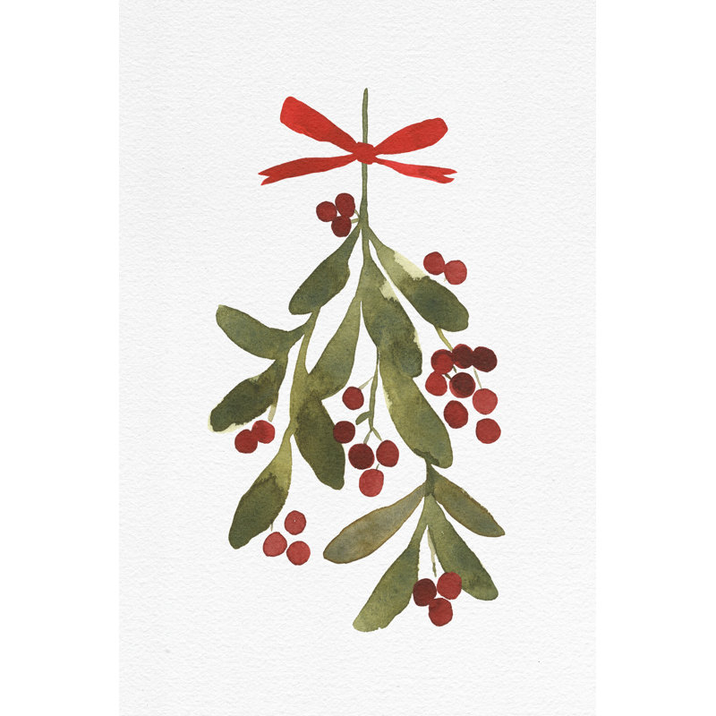 Mistletoe Bow II by Emma Caroline - Painting, 46cm H x 30cm W, Wrapped Canvas