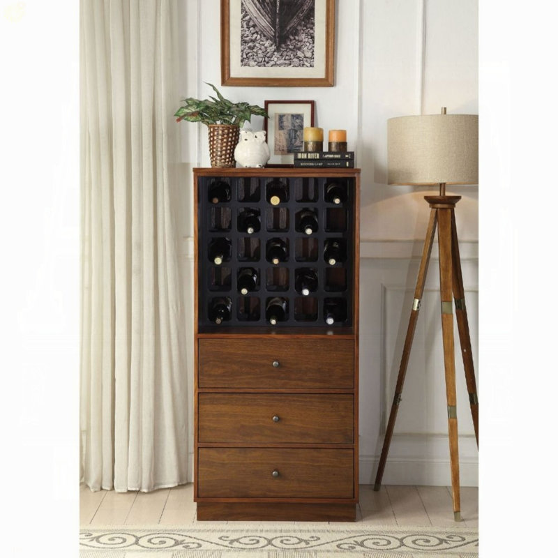 Walnut Wine Cabinet With 3 Drawer