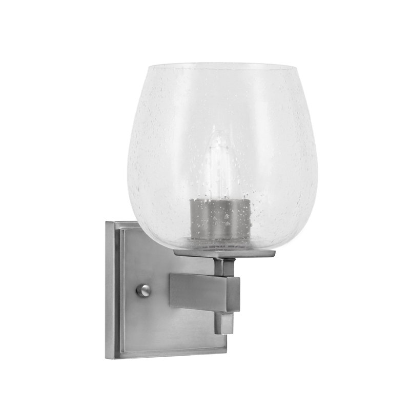 Headland Wall Sconce Shown With 7" Clear Bubble Glass, Nickel