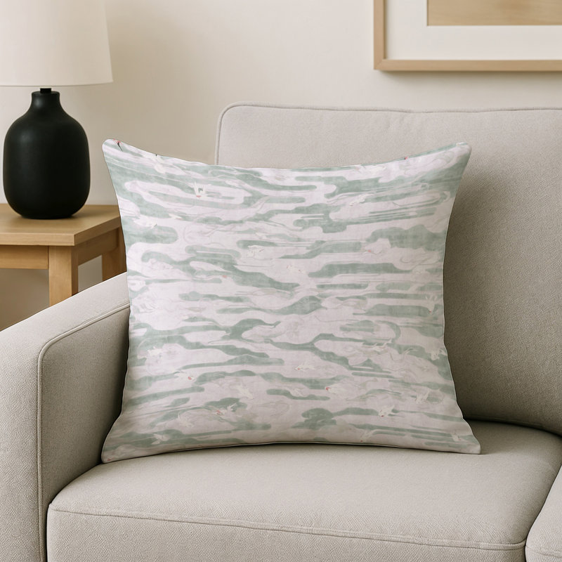 Coussin décoratif intérieur et extérieur Modern, Blanc abstrait 3, Carré 20 po