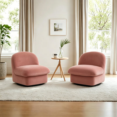 Ensemble de 2 fauteuils d'appoint pivotants à 360 ° en velours avec base en métal, méridienne moderne rembourrée pour le salon et la chambre à coucher