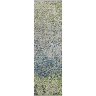 Premium Machine Washable Euriah Green Rug