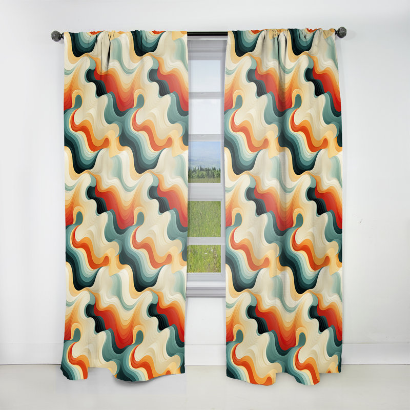 Nostalgic Mod Waves - Rideau Mid-Century - Velours obscurcissant - 1 panneau, L 52 po x L 108 po
