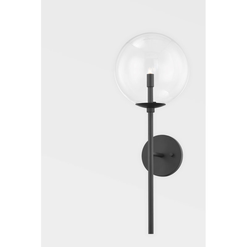 Madrid Soft Black Clear Glass Globe Wall Sconce