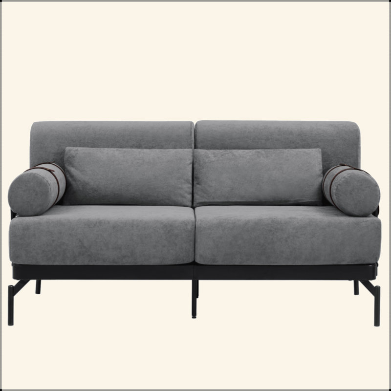 59" Modern Loveseat 2-Seater Sofa with Flexible USB Ports , Unique Cylindrical Armrests, Gray
