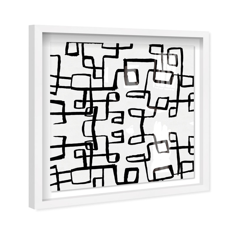 Oliver Gal Simple Geometry Lines Abstract - Luxury Shadowbox Framed Wall Art, 41.5" H x 41.5" W, White