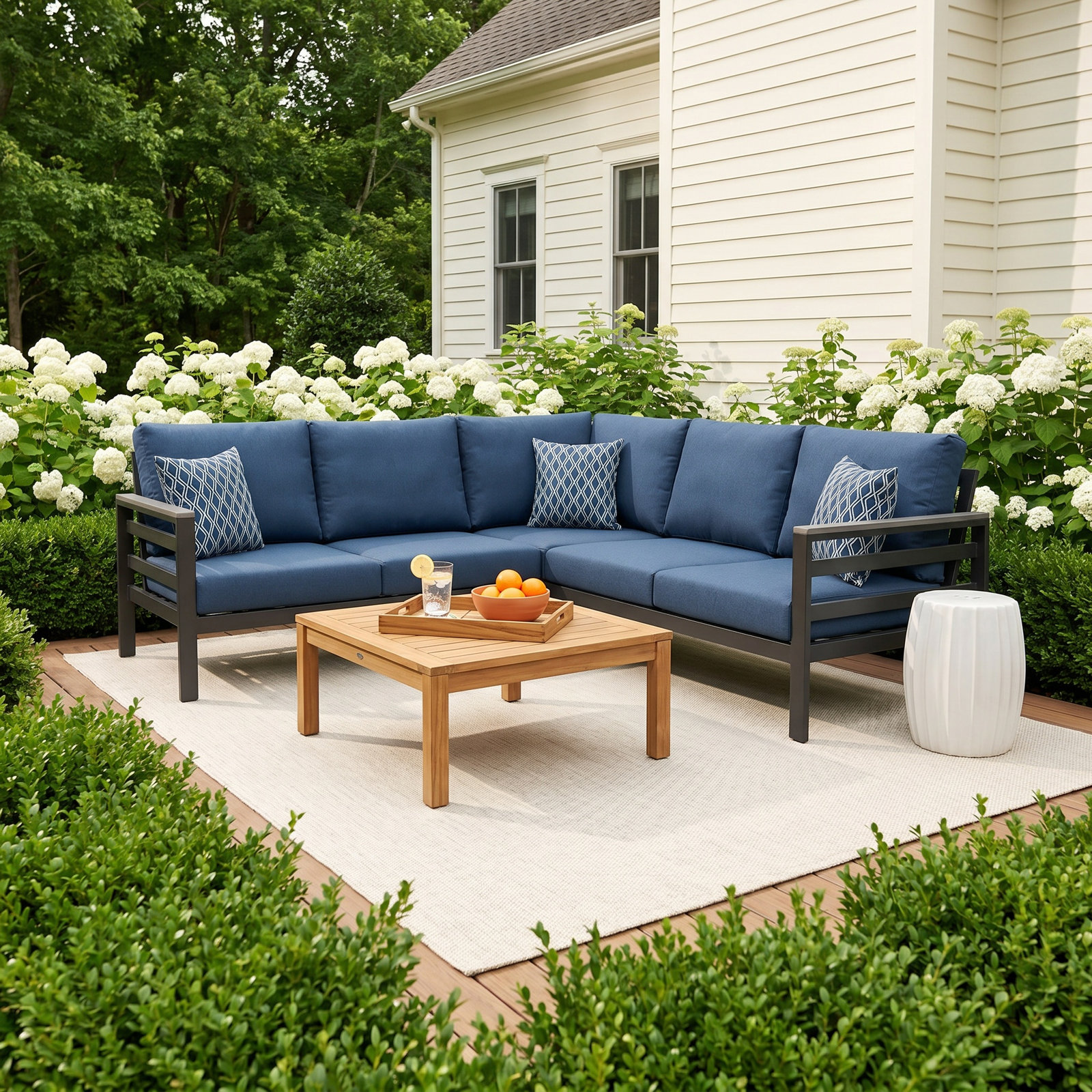 Townsend 87" Sunbrella® Patio Sofa, Canvas Navy Sunbrella® Canvas