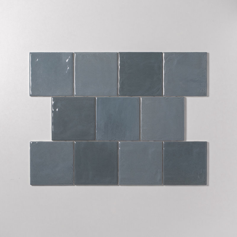 Harvest 4"x4" Blueberry Gloss Glazed Ceramic Wall Tile, Blueberry Gloss
