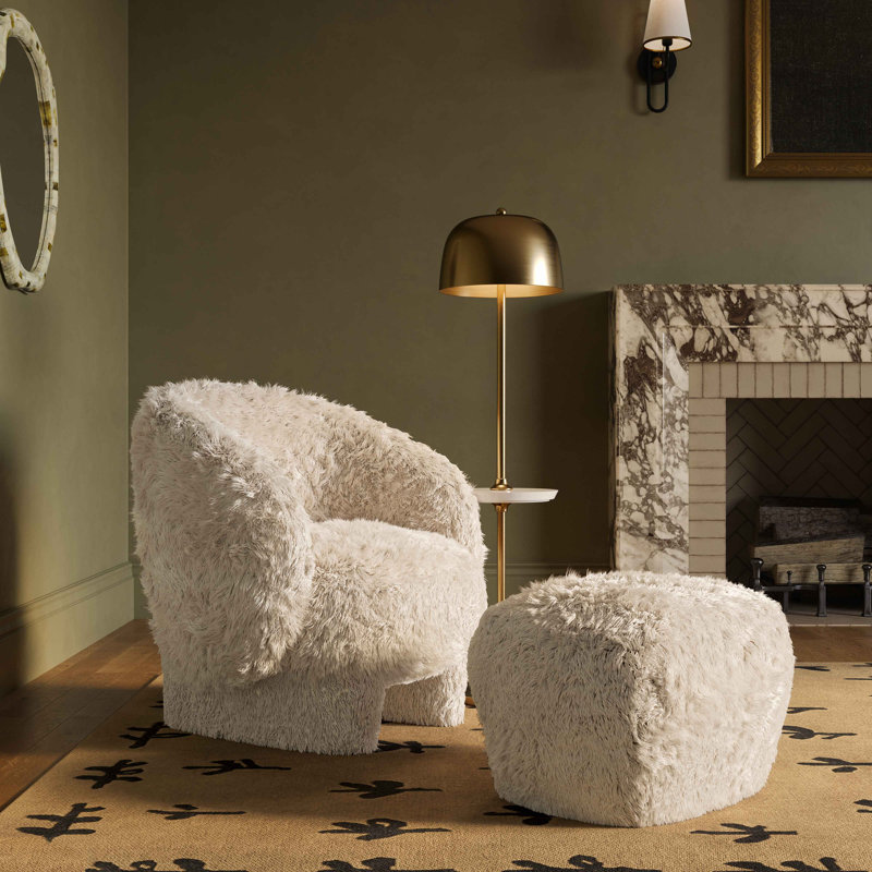 Natural Vegan Shearling Accent Chair, Naturel