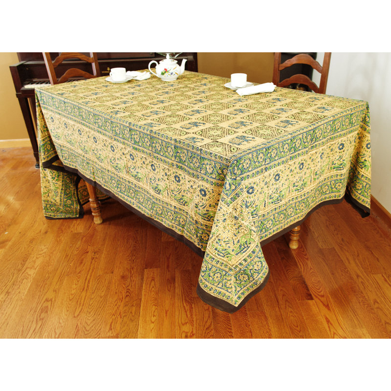 Cody-Paul Floral 100% Cotton Tablecloth, 90" x 60", Green