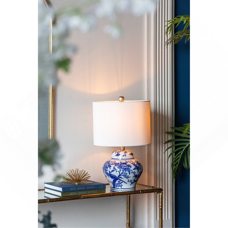 D12x19.3" Blue And White Ceramic Vase Lamp