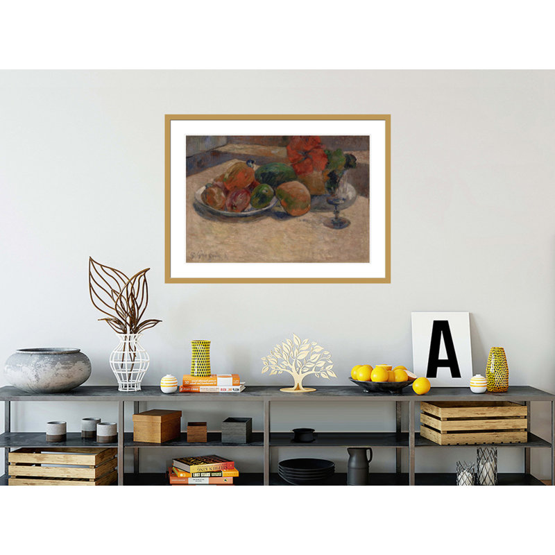 Nature morte avec des mangues et une fleur d'hibiscus par Paul Gauguin - Impression sur toile encadrée
