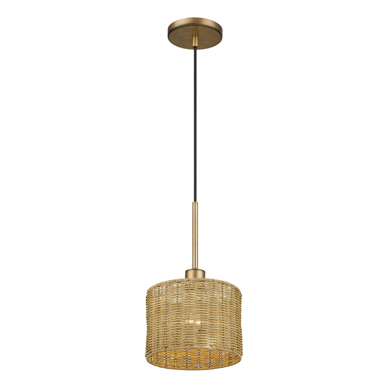 Weavington 1 Light Antique Gold Leaf Mini Pendant, 19.5" H x 8.5" W  x 8.5" D