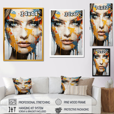 Encre liquide, portrait de femme graffiti II - mode femme, art sur toile