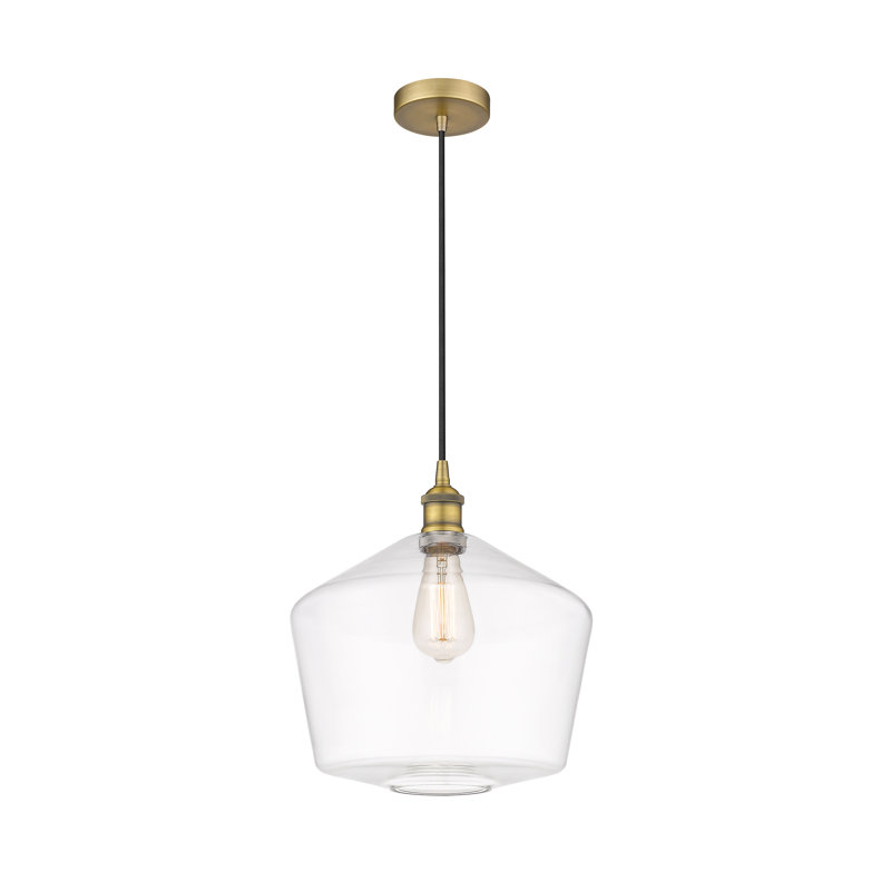 Luminaire suspendu 1 lumière Gabbie, Transparent, Laiton brossé