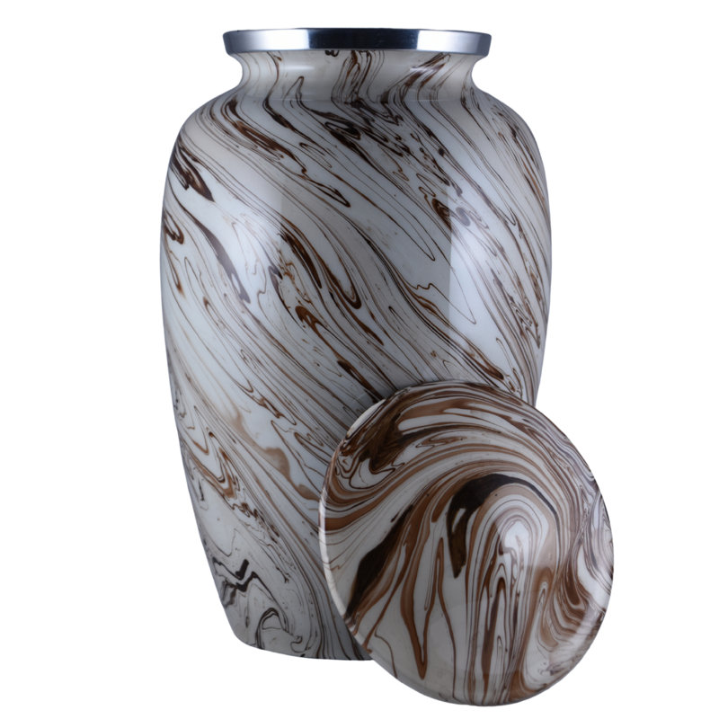 Riann Handmade Urn , White/Brown