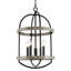 Luminaire suspendu style lanterne de campagne moderne 25 po à 4 lumières, lustre de vestibule réglable, finition chêne gris