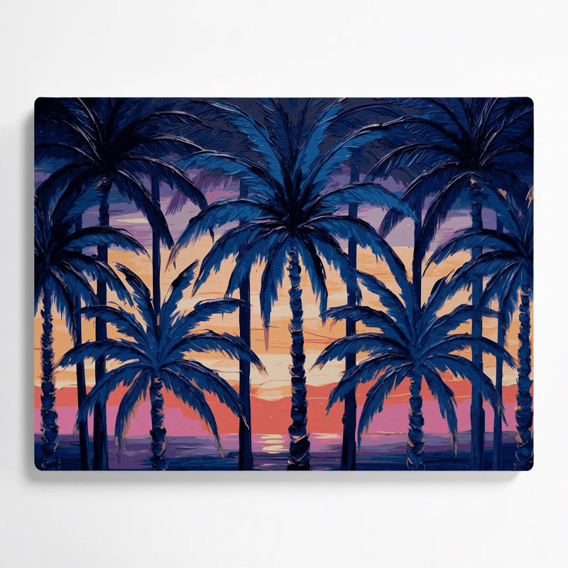 Palmier hawaïen, art mural bleu en métal