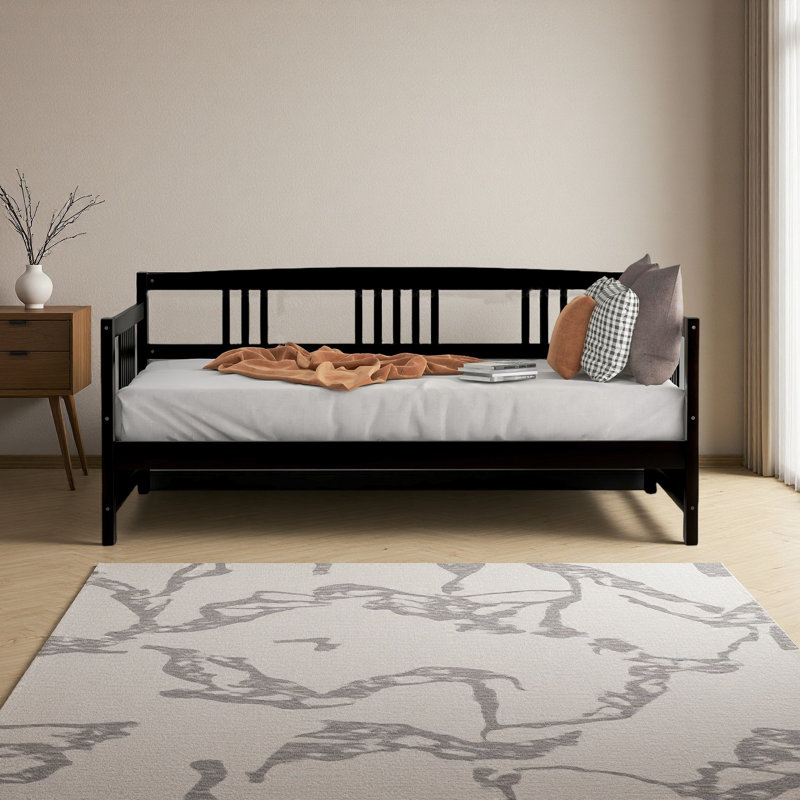 Modern Solid Wood Daybed, Multifunctional, Twin Size, Espresso