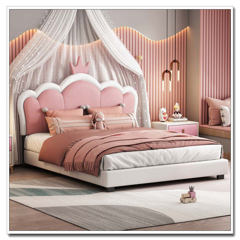 Upholstered Princess Bed, Full, White