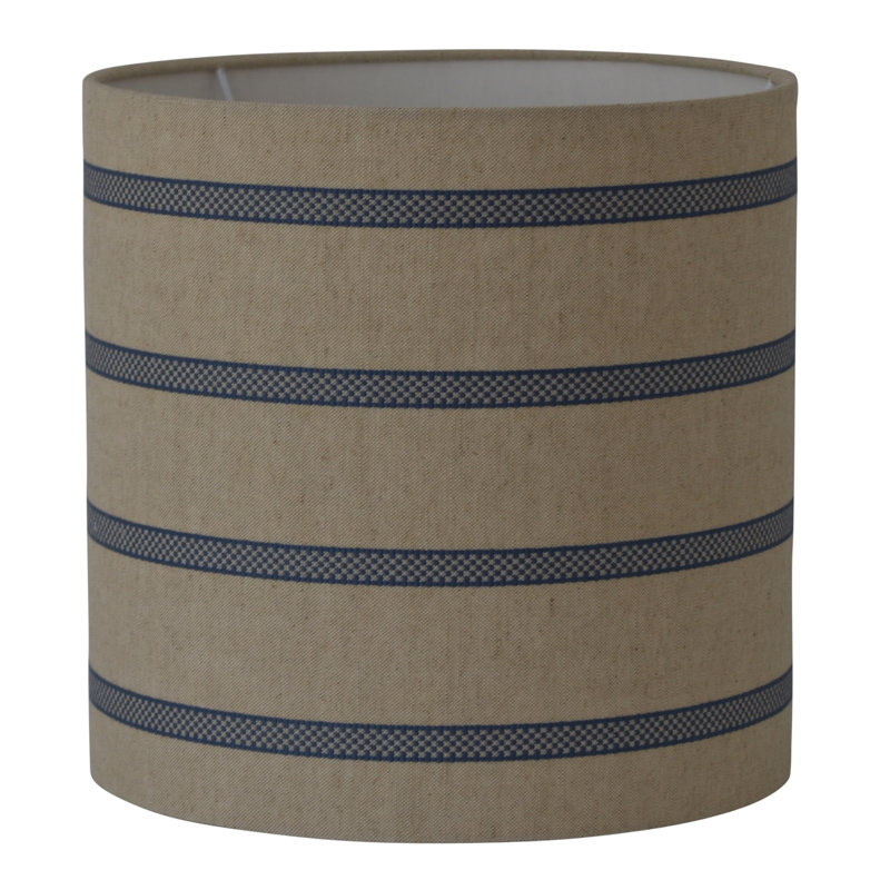 Lancashire Linen Stripe Drum Lamp Shade ( Uno / Easy Fit ) Hand Made in UK, 30cm H x 50cm W x 50cm D, Natural/Blue