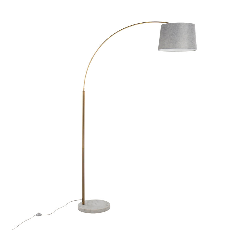 Lampe sur pied March, Gris, Marbre blanc / Laiton antique