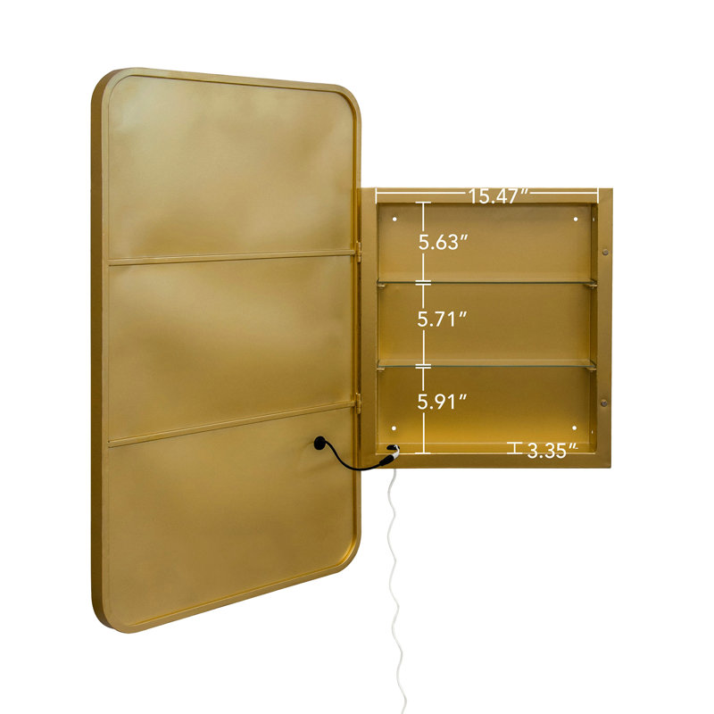 Armoire à pharmacie à fixation murale Golden, H 4,82 po x l 21,11 po x P 32,95 po, Doré
