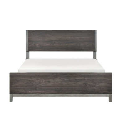 Queen Bed For Bedroom, Modern Vibe, Brownish Gray And Antique Silver