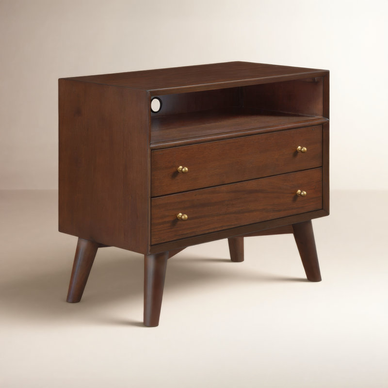 Williams 2-Drawer Nightstand with Shelf, Walnut