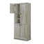 Grande armoire de rangement moderne avec panier rabattable, tablettes réglables et armoires fermées pour la salle de bain ou le salon