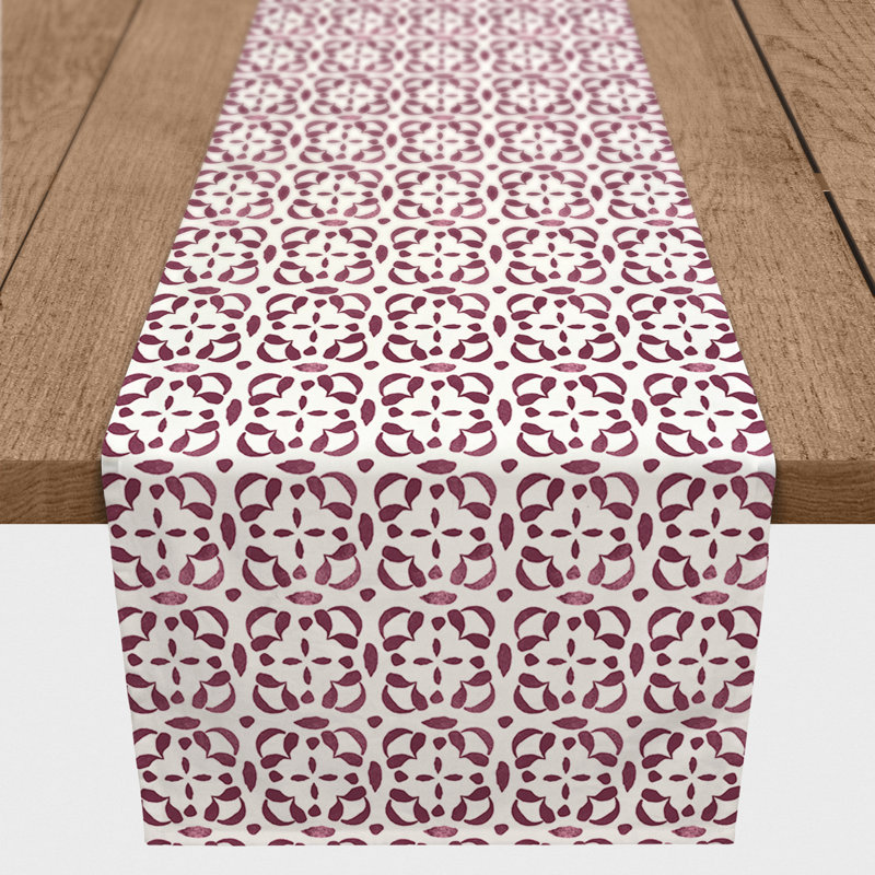 Milligan Tile Table Runner, 72" x 16", Burgundy