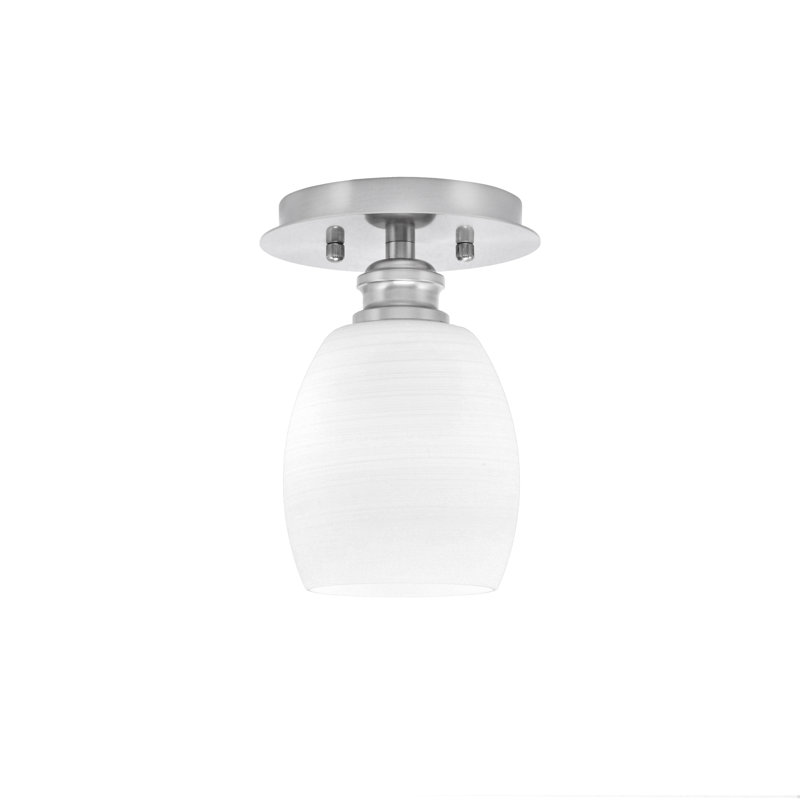 Edge 1 lumière semi-encastrée avec verre de lin blanc 5 po, Nickel brossé