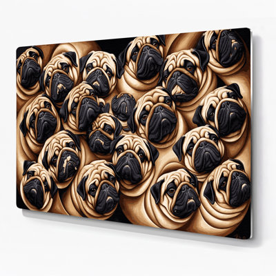 Dogs Pug Brown Metal Wall Art