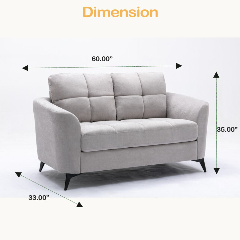 Causeuse en tissu 60 po, Gris clair