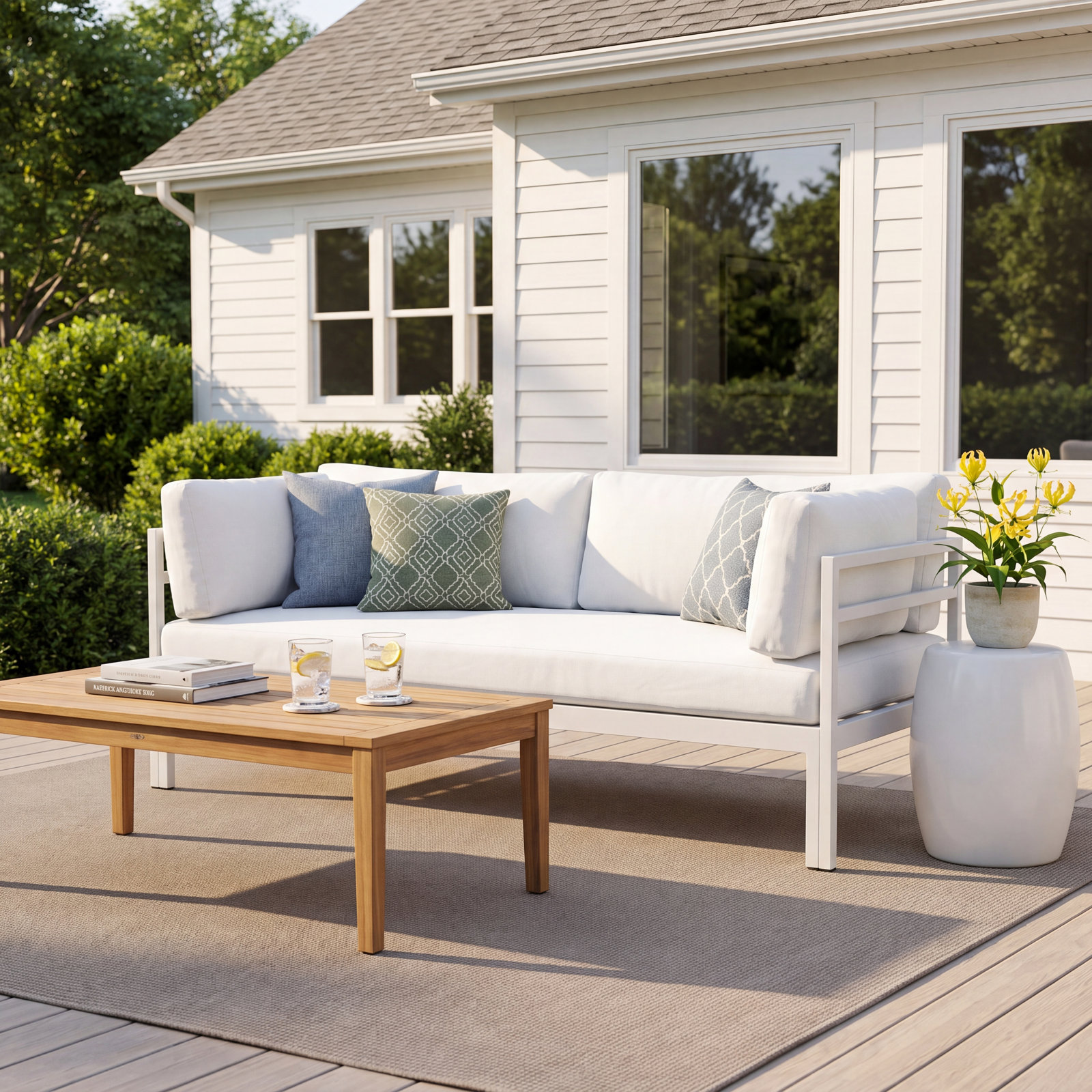 Novae 65" Patio Sofa, White