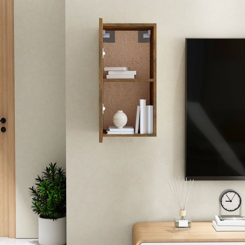 Dorminy H TV Stand, 60cm H x 30.5cm W x 30cm D, Smoked Oak