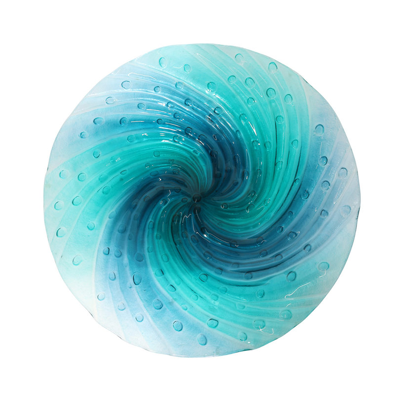 Bain d'oiseaux en verre tourbillon bleu