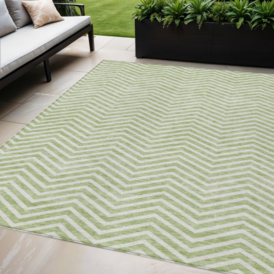 Tapis d'intérieur et d'extérieur lavable à motif d'artichauts vert et ivoire 5 pi x 8 pi