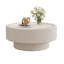 Table basse ronde avec rangement en verre trempé et plateau en cuir de qualité supérieure-130066260