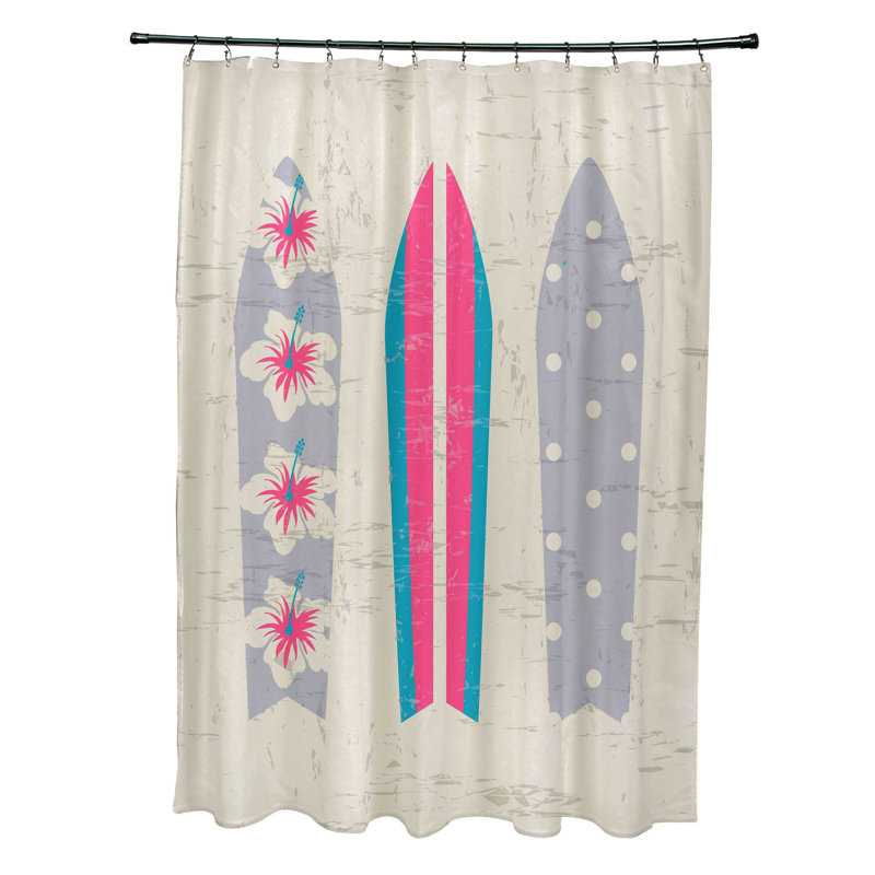 Rideau de douche simple Almeida, Gris, rose